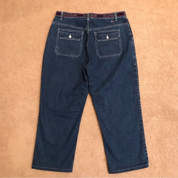 Tommy Hilfiger High Waist Blue Jeans Vintage Size 16 Fits Like 12 Cropped y2k - Picture 4 of 12